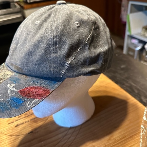 Fishing cap. Hand painted. 100 percent cotton cap - Picture 2 of 3